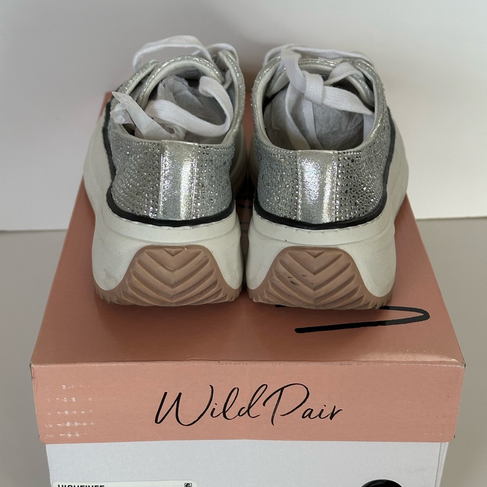 Wild Pair Platform Silver Glitter Sneakers - Picture 4 of 5